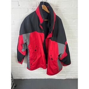 Cabela's Men's Colorblock Full Zip Windbreaker Jacket Black/Red Size 3XL